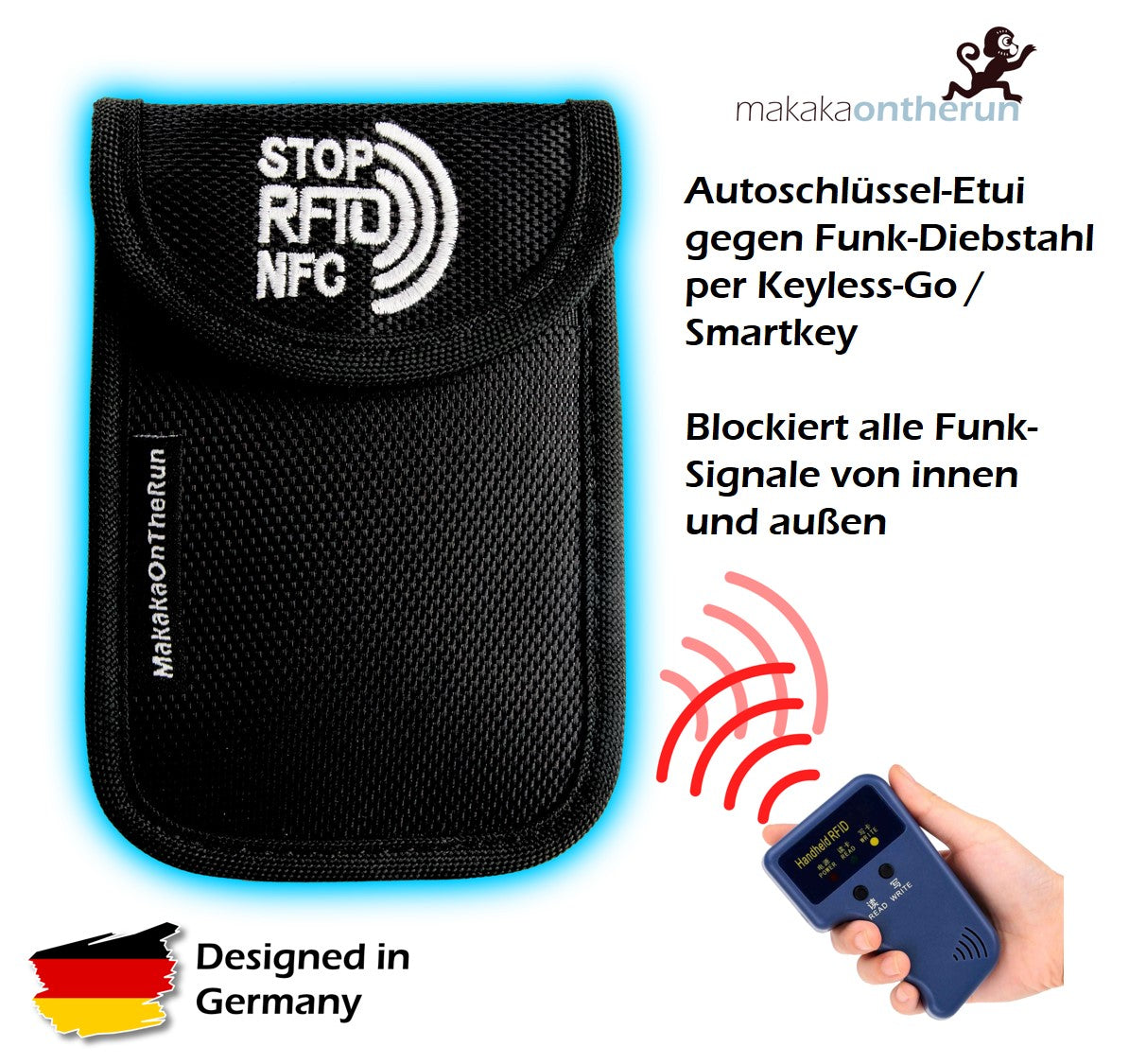 KeySafe Case Autoschlüssel-Etui (Keyless-Go Blocker) - MakakaOnTheRun RFID NFC Blocker & Anti Spy Produkte
