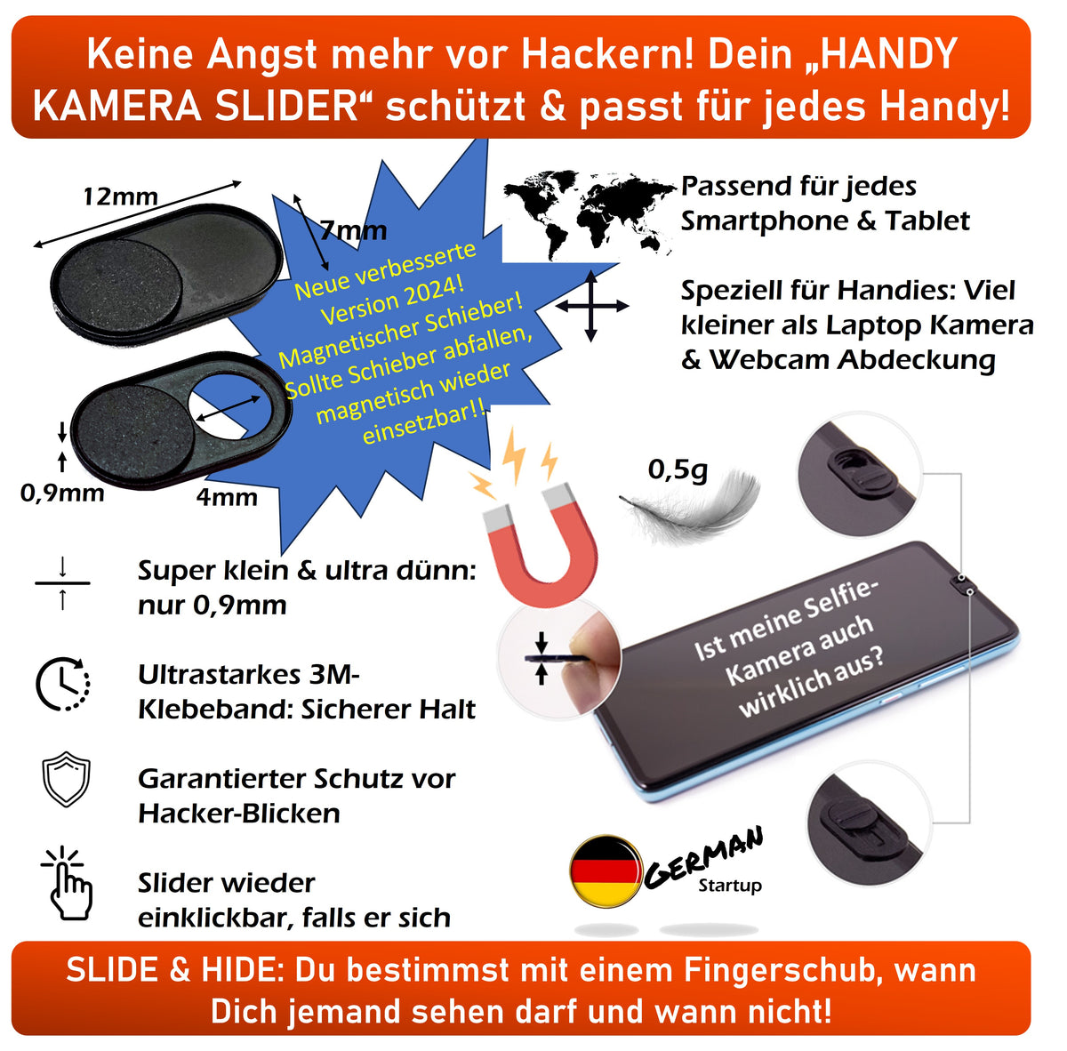 5er Pack Smartphone Kamera-Cover (Slider)