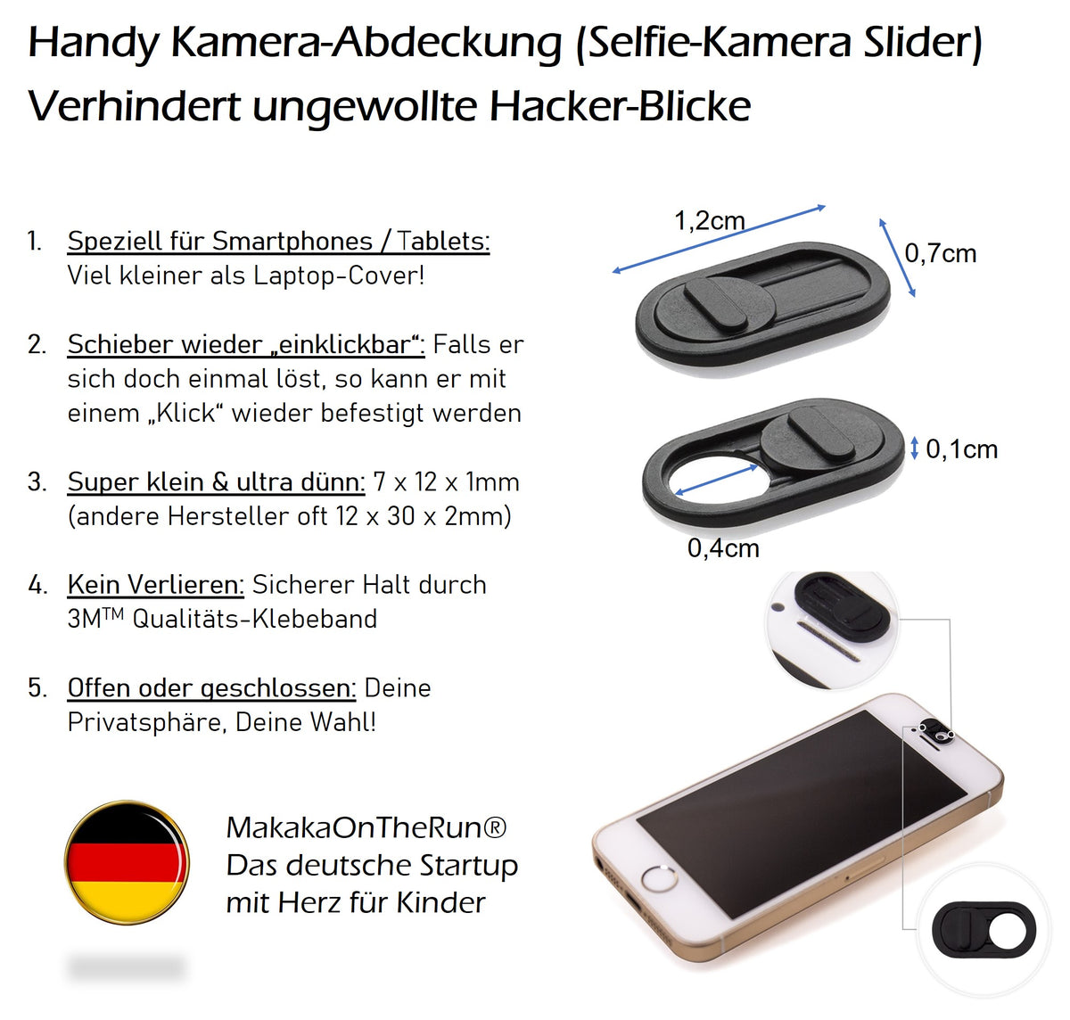 Smartphone Kamera-Cover (Slider) - MakakaOnTheRun RFID Blocker Schutz