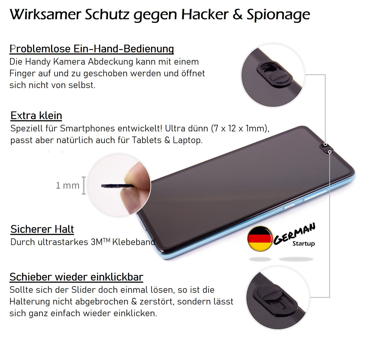 3x Kamera Abdeckung Webcam Slider Cover Handy Tablet Laptop Spy Spion  Schutz Z83