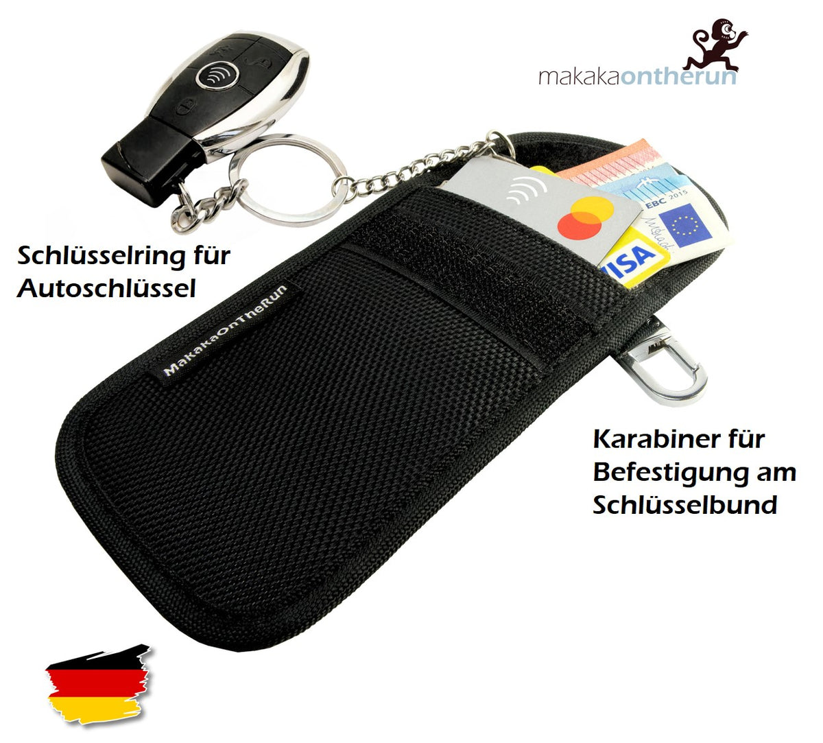 KeySafe Case Autoschlüssel-Etui (Keyless-Go Blocker) - MakakaOnTheRun RFID NFC Blocker &amp; Anti Spy Produkte 