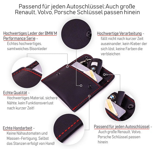 Autoschlüssel-Etui Bisonleder (Keyless-Go-Blocker) - 100% Handgefertigt in Deutschland! - MakakaOnTheRun RFID NFC Blocker &amp; Anti Spy Produkte 