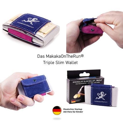 MakakaOnTheRun® &quot;Triple Slim Wallet&quot; | 3 Kartenfächer | Mit und ohne Münzfach - MakakaOnTheRun