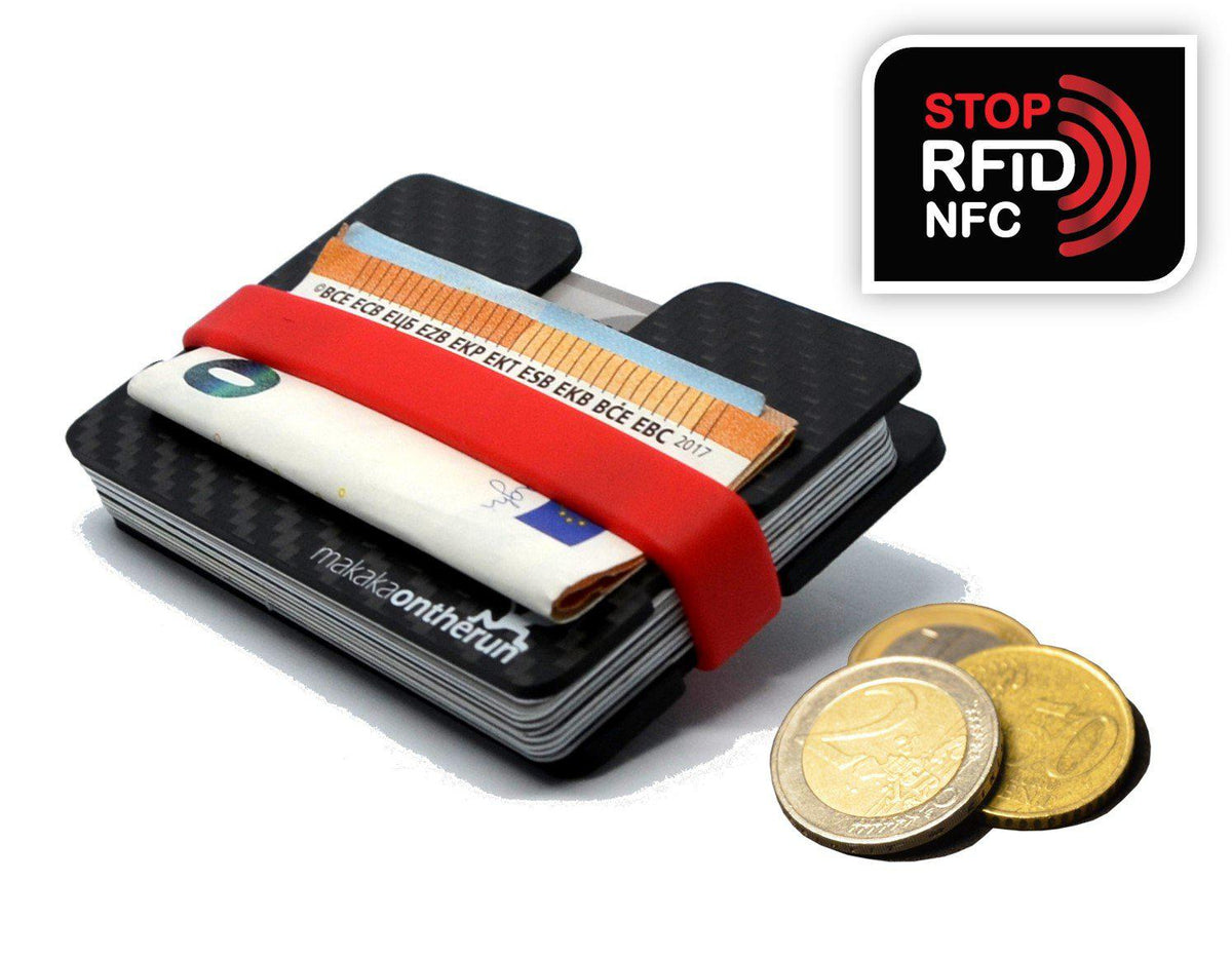 Carbon Slim Wallet | RFID-Blocking | Eingefrästes Münzfach - MakakaOnTheRun