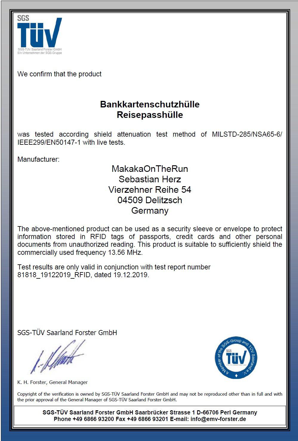 RFID NFC Karten-Schutzhüllen 3 Stück | TÜV-geprüft - MakakaOnTheRun